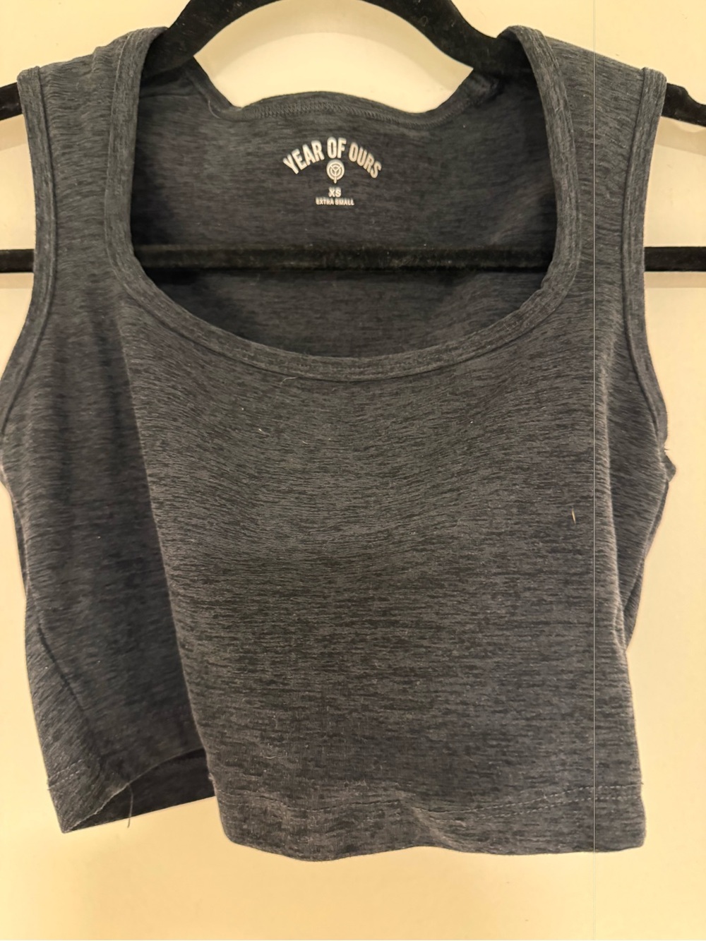 YEAR OF OURS- MELROSE PLACE SQUARE NECK CROPPED TANK- CHARCOAL- SIZE XS